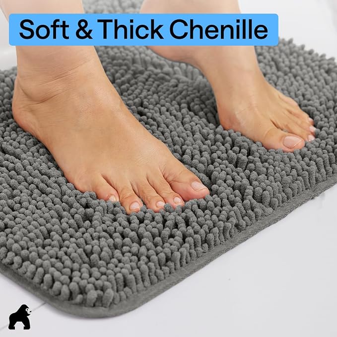 GORILLA GRIP Plush Absorbent Shaggy Chenille Bath Rug Mat - Image 5