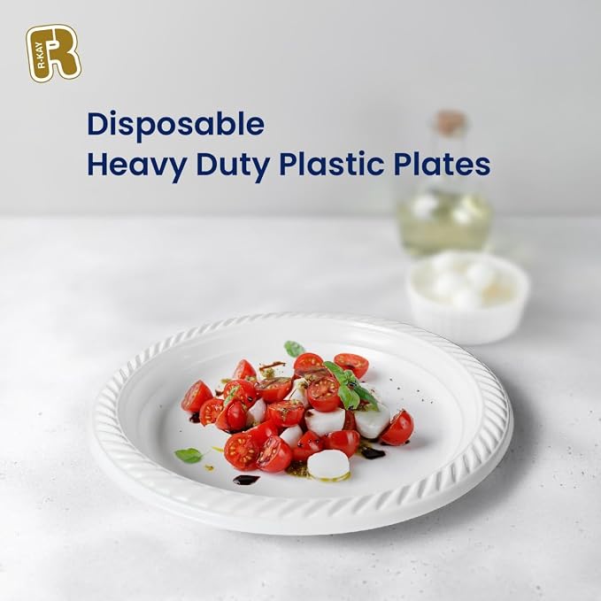 R-kay 100 Pack 7 Inch Plastic Plates Disposable - Image 2