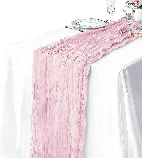 10 Pack Light Pink Cheesecloth Table Runner 21 x 120 Inch Boho Gauze Sheer - Image 2