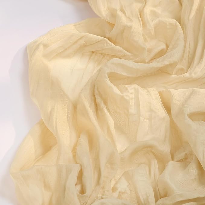 DeZerlor Champagne Cheesecloth Table Runners 4 Pack Summer Boho Runners | - Image 3