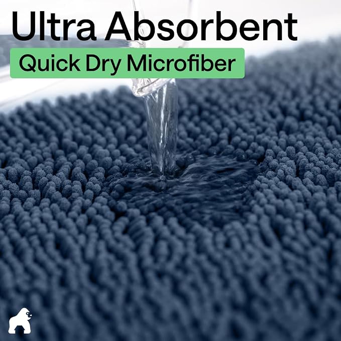 GORILLA GRIP Bath Rug Mat 44x26, Soft Absorbent Chenille, Quick Dry Microfiber - Image 5