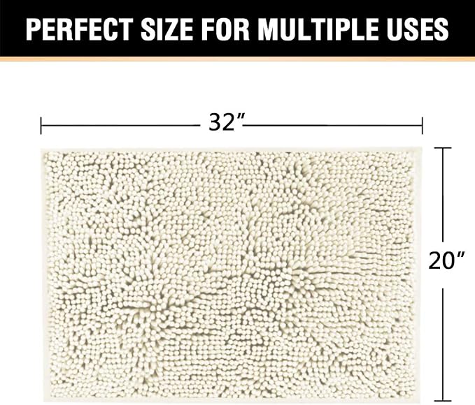 H.VERSAILTEX Cream Bath Mat Soft Shaggy Bathroom Rugs Rugs Luxury Microfiber - Image 2