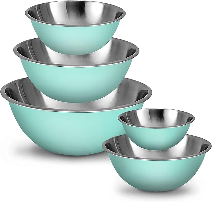 Stainless Steel Mixing Bowls Set, 5-Piece Meal Prep & Food Storage | .75 by WHYSKO