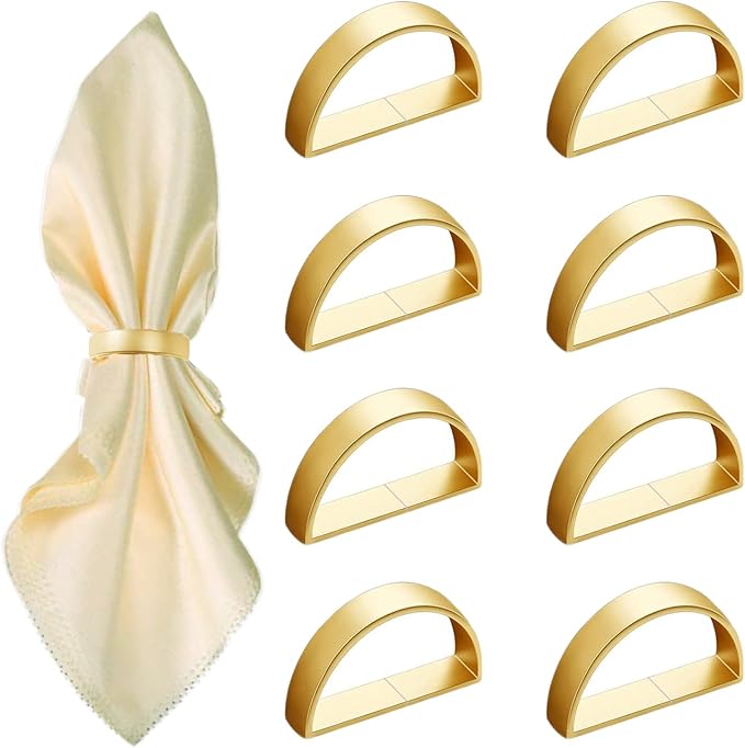 8 Pcs Matt Gold Napkin Rings by GERILKAI