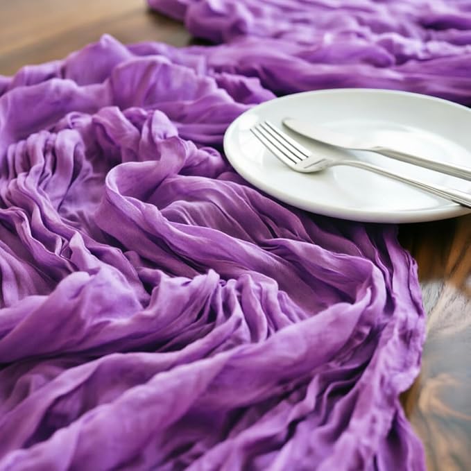 Purple Cheesecloth Table Runner 120 Inches 4 Pack Gauze Table Runner | Summer - Image 4