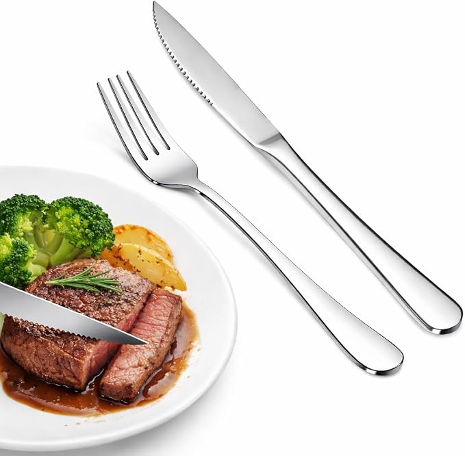 16-Piece Steak Knife and Dinner Fork Set by SANTUO