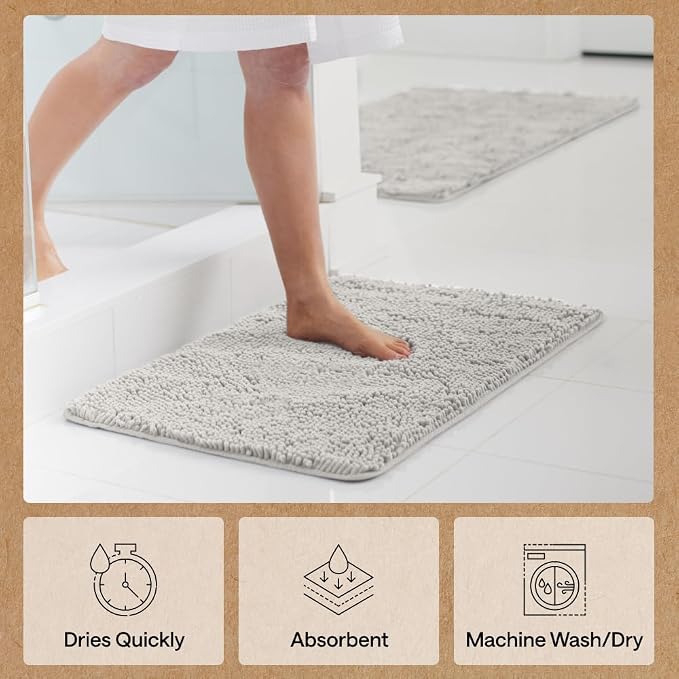 GORILLA GRIP Bath Rug Mat 42x24, Soft Absorbent Chenille, Quick Dry Microfiber - Image 7