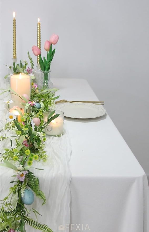 6Pcs White Cheesecloth Table Runner Wedding Bridal Boho Decorations | 35x120 - Image 6