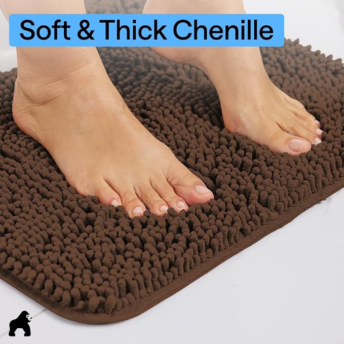 GORILLA GRIP Bath Rug Mat 48x24, Thick Soft Absorbent Chenille, Quick Dry - Image 4