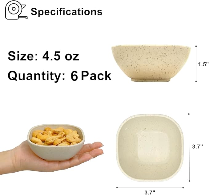 6 Pack Small Bowls, 4.5 OZ Assorted Colors Dipping Sauce Cups, Ice Cream Bowls - Image 2