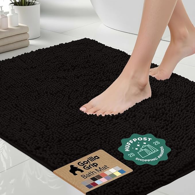 GORILLA GRIP Bath Rug Mat 48x24, Thick Soft Absorbent Chenille, Quick Dry by Unknown
