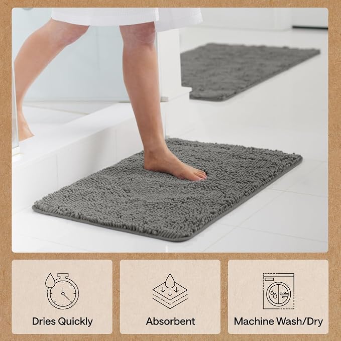 GORILLA GRIP Bath Rug Mat 44x26, Soft Absorbent Chenille, Quick Dry Microfiber - Image 7