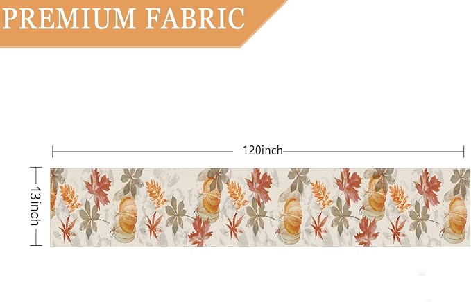 Fall Table Runner Pumpkin Maple Leaf Watercolor Vintage Table Runners Seasonal - Image 2