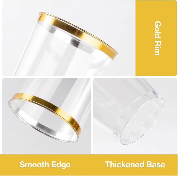 Goodluck 100PCS 10oz Gold Plastic Cups - Image 3
