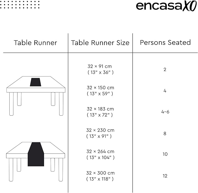 Encasa XO Table Runner, Woven Cotton Dining Runner 13"x120" Buffalo Black Checks - Image 6
