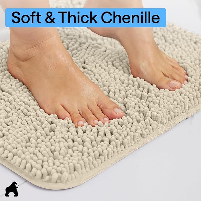 GORILLA GRIP Bath Rug Mat 44x26, Thick Soft Absorbent Chenille, Quick Dry - Image 4