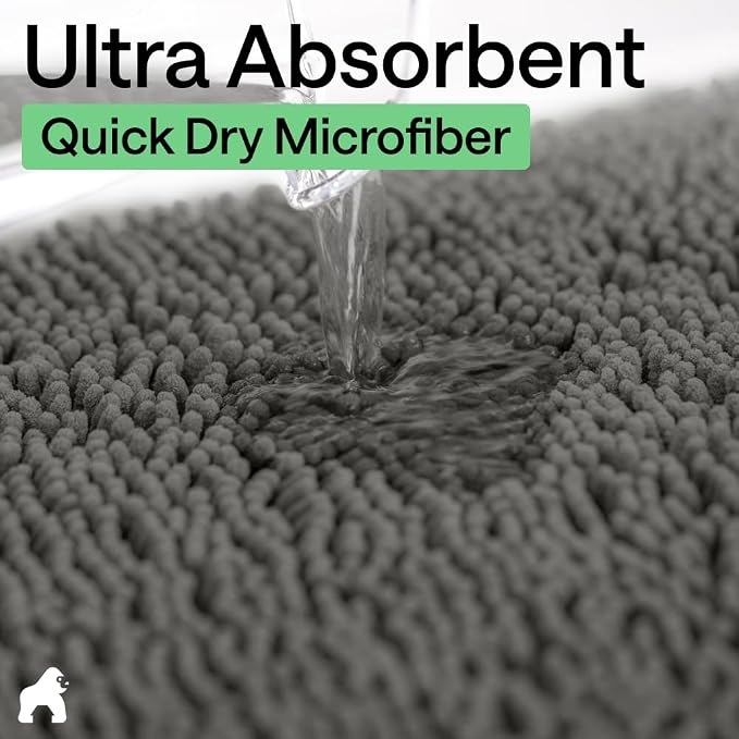 GORILLA GRIP Bath Rug Mat 60x17, Soft Absorbent Chenille, Quick Dry Microfiber - Image 5