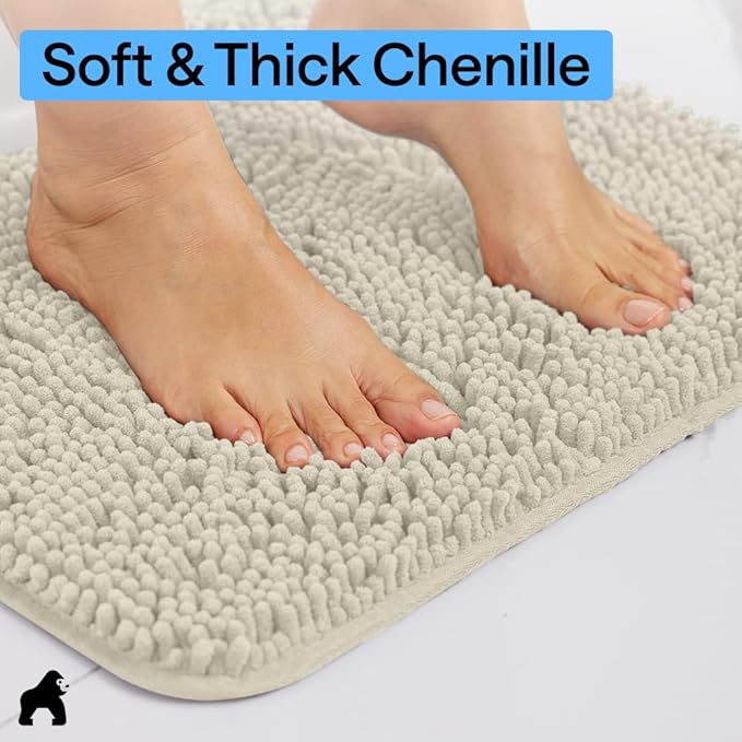 GORILLA GRIP Bath Rug Mat 48x24, Thick Absorbent Chenille, Quick Dry Microfiber - Image 4