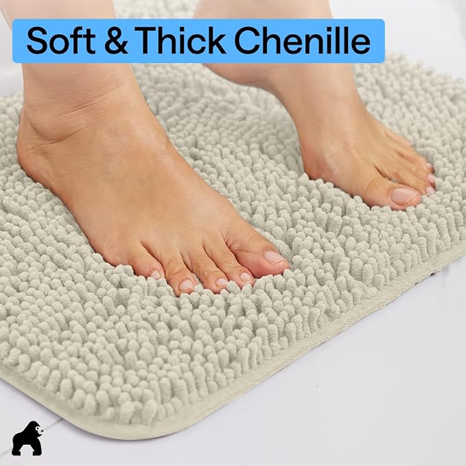 GORILLA GRIP Bath Rug Mat 44x26, Thick Absorbent Chenille, Quick Dry Microfiber - Image 4