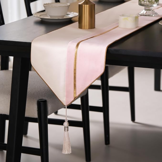 Avigers Table Runner 12 x 78 Inch, Ice Berry Powder White, Geometric | Faux by Avigers