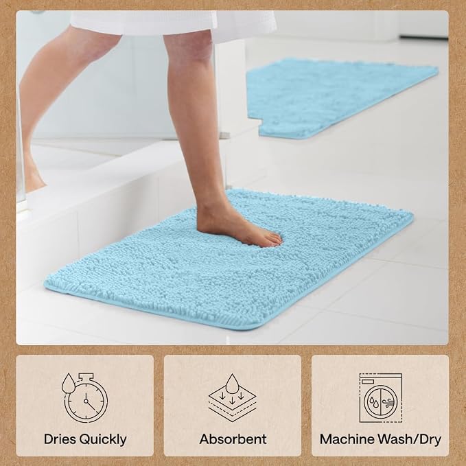 GORILLA GRIP Bath Rug Mat 36x24, Thick Soft Absorbent Chenille, Quick Dry - Image 7