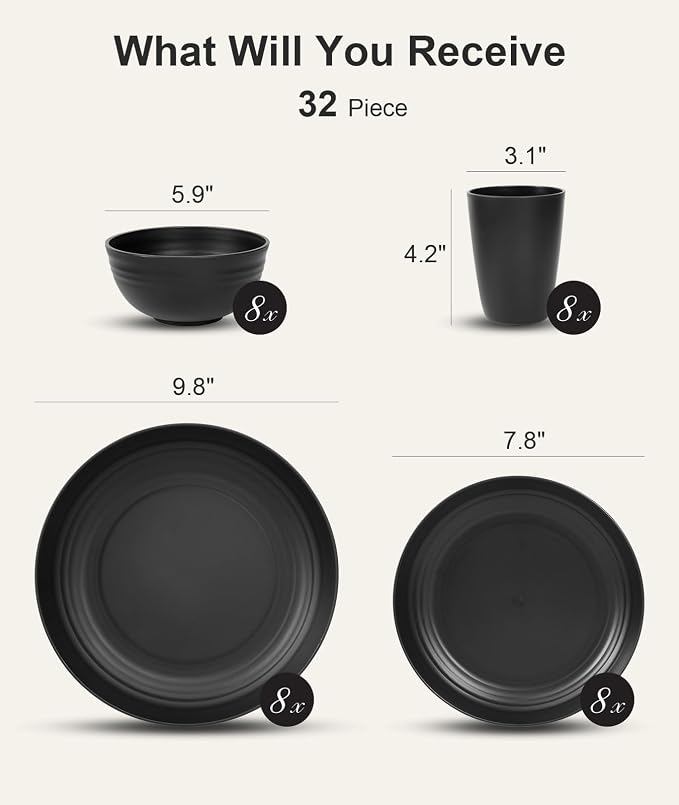 Quatish 32 Piece Plates and Bowls Sets - Image 2