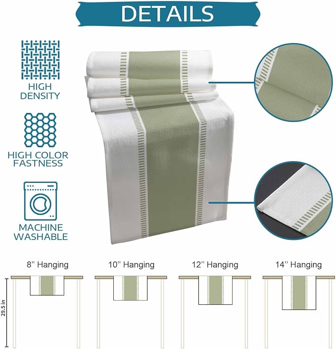 Sage Green Stripe Table Runners 90 inches Long, Linen Boho Table Runner - Image 7