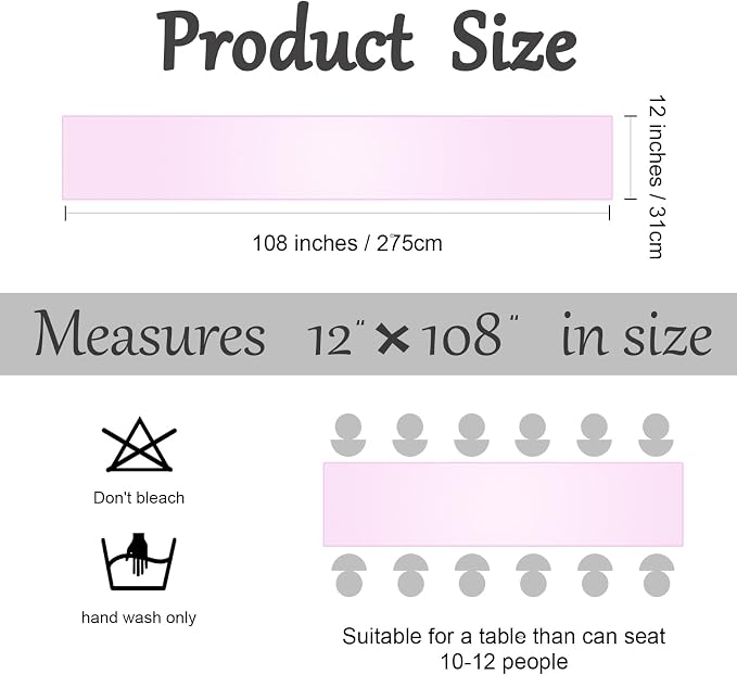 Horbaunal 6 Pack Satin Runners 12 x 108 Inch, Light Pink | Bright Silky Smooth - Image 4