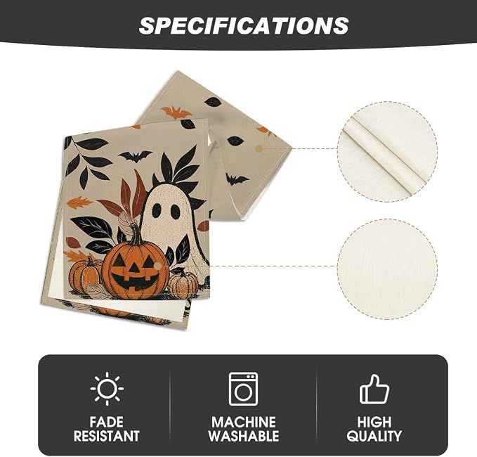 Artoid Mode 210 GSM Halloween Table Runner 13x48 Inch Home Party Decor | Leaves - Image 5