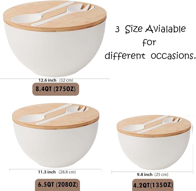 11.3" Extra Large Salad Serving Bowl Set - Image 2