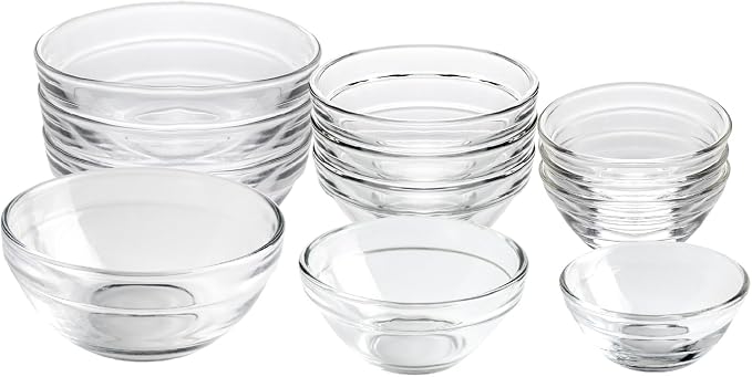 HillSpring 3 Sizes of Glass Prep Bowl Sets, Spices and Chopped Ingredients by HillSpring