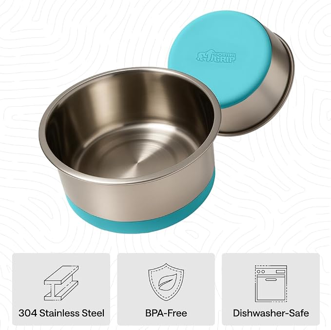 GORILLA GRIP Dog Bowls, Food Grade 304 Stainless Steel Holds 8 Cups Each Food - Image 6