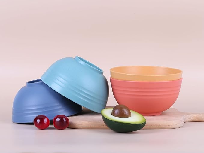 Unbreakable Cereal Bowls - 24 oz Reusable Wheat Straw Bowl Set of 6 - - Image 3