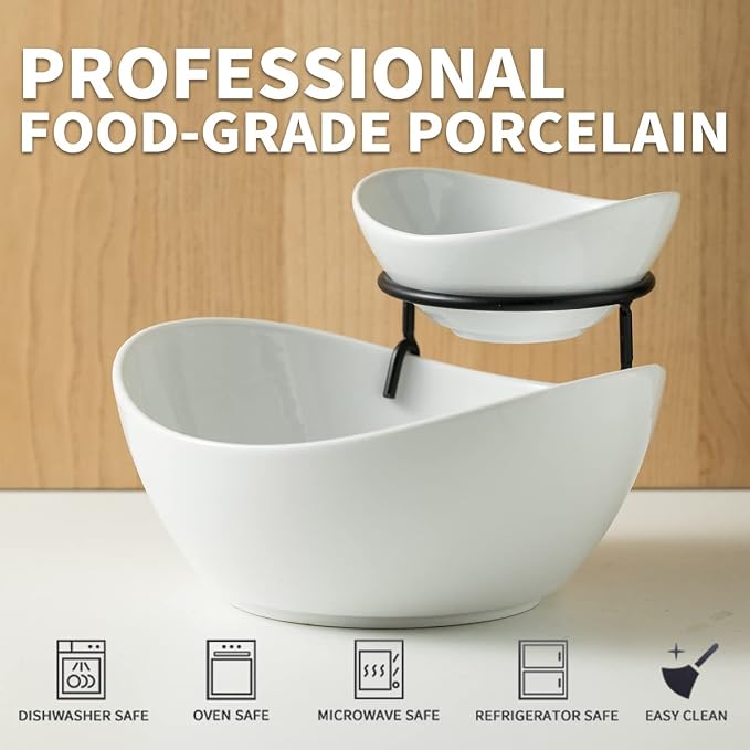 YHOSSEUN Chip and Dip Serving Set, Tiered Serving Bowl Chip Bowls - Image 3