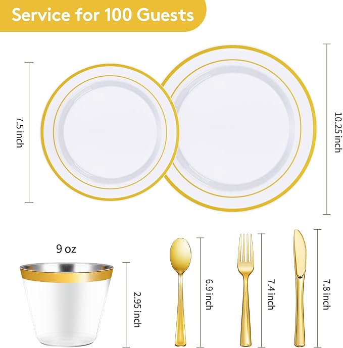 600 Pieces Gold Disposable Plastic Plates - Image 3