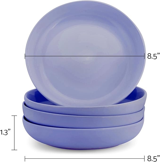 Elanze Designs Bistro Glossy Ceramic 8.5 inch Shallow Pasta Dinner Bowls Set of - Image 3