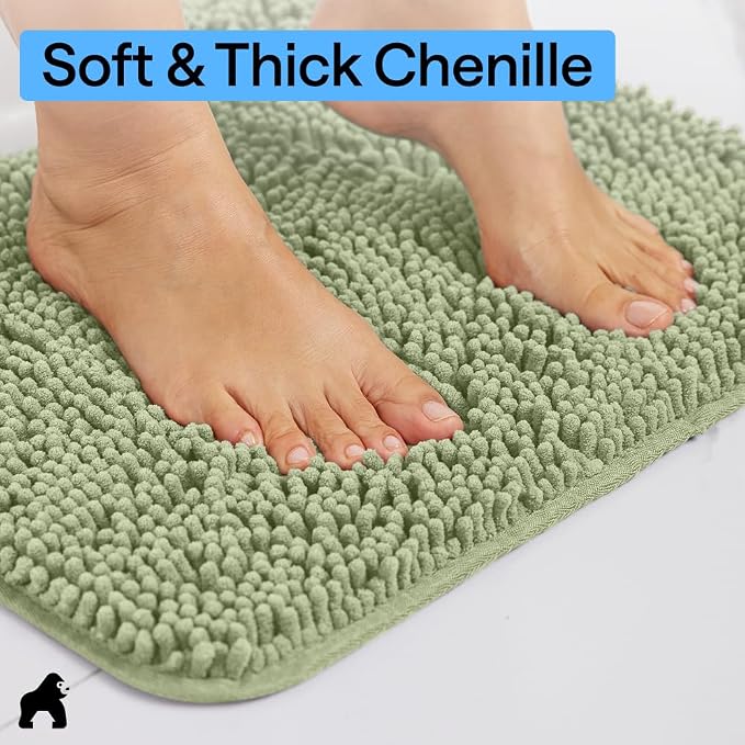 GORILLA GRIP Bath Rug Mat 30x20, Thick Soft Absorbent Chenille, Quick Dry - Image 4