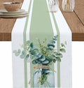 Sage Green Eucalyptus Leaves Table Runners 36 Inches Long, Farmhouse Stripe by Unknown