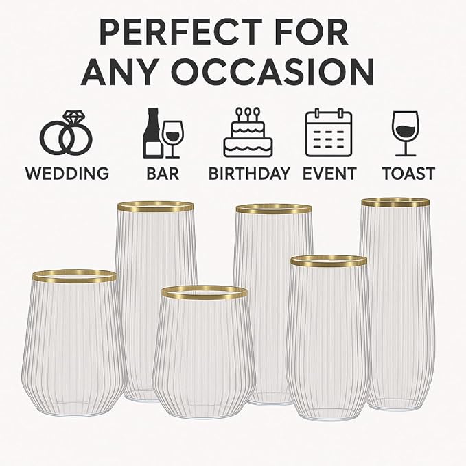 48 Pack Disposable Plastic Champagne Flutes & Wine Glasses - Image 3