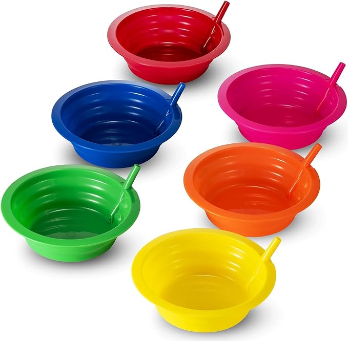 20 Oz Cereal Bowls with Built-In Straws BPA-Free Kids Bowls | Reusable Plastic - Image 5
