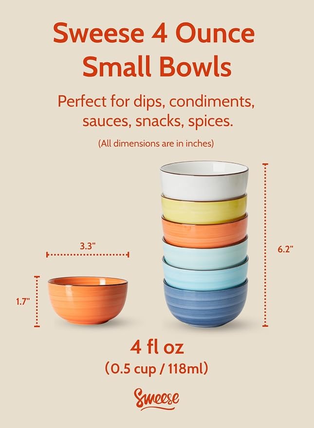 Sweese 4 Oz Porcelain Bowls Set - Image 2