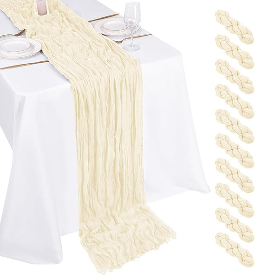 10 Pack Ivory Cheesecloth Table Runner 17x108 Inch Boho Gauze Cheese Cloth by Unknown