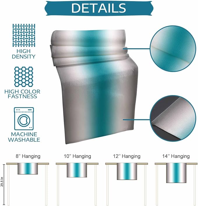Turquoise Gray Ombre Table Runners 72 Inches Long, Farmhouse Teal Gradient - Image 8