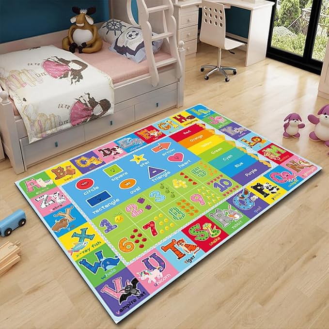 ABC Kids Play Rug, Non-Slip Classroom Carpet, 78.7" x 59" | Colorful ABC Pattern - Image 8