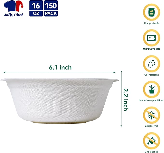 Compostable Disposable Paper Bowl Heavy Duty Soup Containers Biodegradable - Image 2