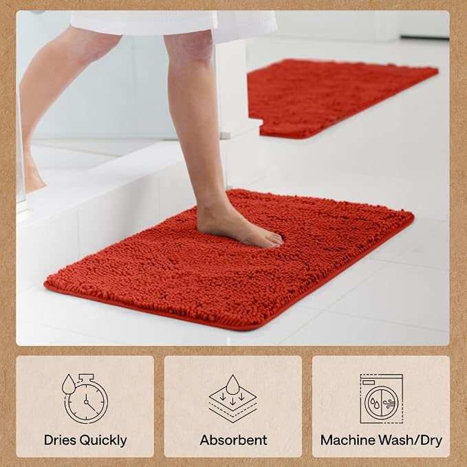 GORILLA GRIP Bath Rug Mat 44x26, Soft Absorbent Chenille, Quick Dry Microfiber - Image 7