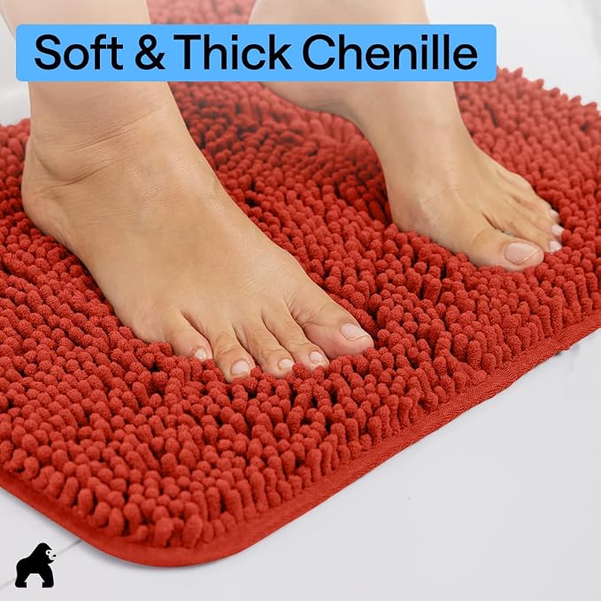 GORILLA GRIP Bath Rug Mat 36x24, Soft Absorbent Chenille, Quick Dry Microfiber - Image 4