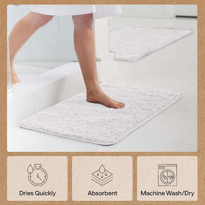 GORILLA GRIP Bath Rug Mat 60x24, Thick Soft Absorbent Chenille, Quick Dry - Image 7
