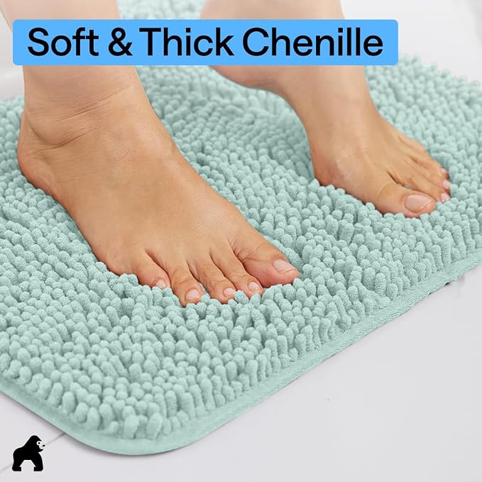 GORILLA GRIP Bath Rug Mat, Thick Soft Absorbent Chenille, Quick Dry Microfiber - Image 4