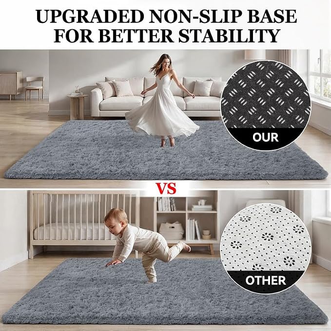 Area Rug for Living Room Bedroom: 5x7 Soft Fluffy Shag Rugs Upgrade Non-Slip - Image 8